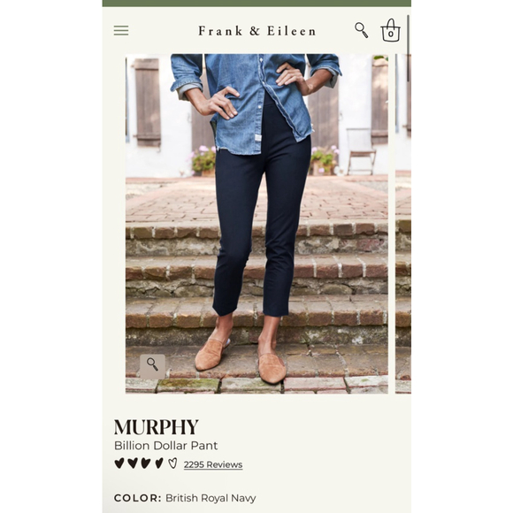 New Frank & Eileen Murphy Cropped Skinny Stretch Pants Navy M - Picture 1 of 6